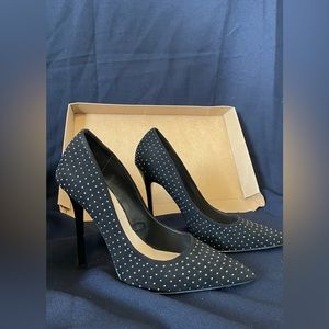 Zara Suede Studded High Heel Pointy Toe Pumps | Color: Black/Silver